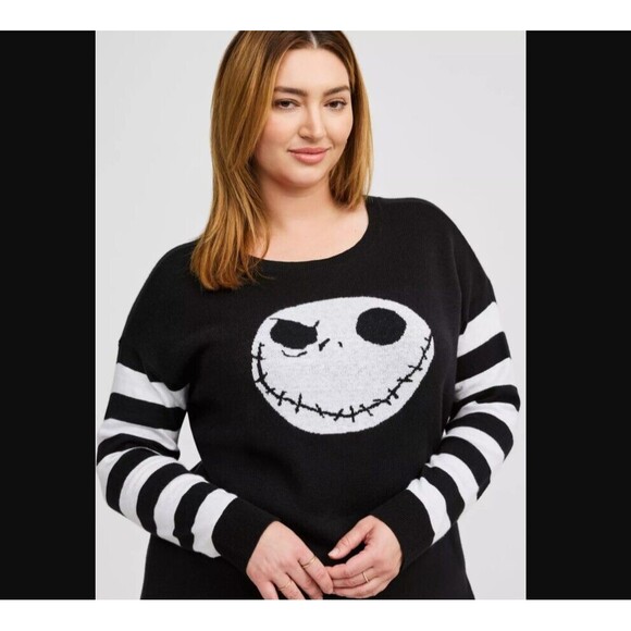 Torrid Nightmare Before Christmas Jack Top 2X 18 20 Disney Striped Crew Neck NWT - Picture 3 of 5